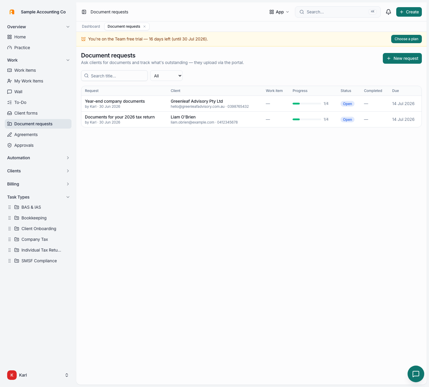 Finye documents & portal screenshot